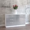 Lynx White and Grey 6 Drawer Wide Chest