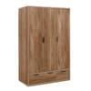 Stockwell Rustic Oak Wooden 3 Door Combination Wardrobe