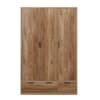 Stockwell Rustic Oak Wooden 3 Door Combination Wardrobe