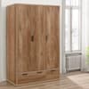 Stockwell Rustic Oak Wooden 3 Door Combination Wardrobe