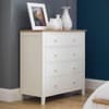 Salerno Ivory and Oak Wooden 4 Drawer Chest