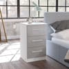 Lynx White and Grey 3 Drawer Bedside Table