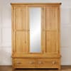 Woburn Oak Wooden 3 Door 2 Drawer Wardrobe