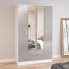 Lynx White and Grey 4 Door 2 Drawer Wardrobe with Mirror