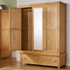 Woburn Oak Wooden 3 Door 2 Drawer Wardrobe