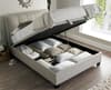 Accent Oatmeal Fabric Ottoman Storage Bed Frame - 6ft Super King Size