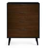 Alba Walnut and Black 4 Drawer Wide Chest