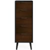 Alba Walnut and Black 5 Drawer Narrow Chest
