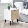 Alba White and Oak 2 Drawer Bedside Table