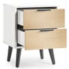 Alba White and Oak 2 Drawer Bedside Table