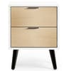 Alba White and Oak 2 Drawer Bedside Table