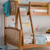 American Pine Wooden Triple Sleeper Bunk Bed Frame - 3ft Single Top and 4ft Small Double Bottom