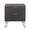 Arlo Charcoal Wooden 2 Drawer Bedside Table