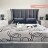 Aurora Grey Velvet Ottoman Bed