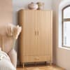 Axel Oak 2 Door 1 Drawer Fluted Wardrobe