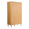 Axel Oak 2 Door 1 Drawer Fluted Wardrobe