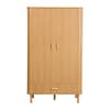 Axel Oak 2 Door 1 Drawer Fluted Wardrobe