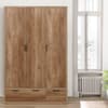 Stockwell Rustic Oak Wooden 3 Door Combination Wardrobe