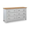 Richmond Grey and Oak 6 Drawer Wooden Wide Chest