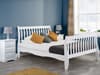 Belford White Wooden Sleigh Bed Frame - 4ft Small Double