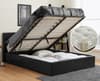 Berlin Black Leather Ottoman Bed with Gold Tufted Mattress Included