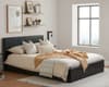 Berlin Brown Leather Ottoman Storage Bed Frame - 5ft King Size