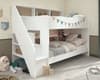 Bibliobed White and Oak Staircase Bunk Bed