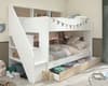 Bibliobed White and Oak Staircase Bunk Bed With Underbed Trundle