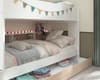 Bibliobed White and Oak Staircase Bunk Bed With Underbed Trundle