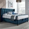 Brunton Blue Velvet Winged Ottoman Bed