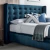 Brunton Blue Velvet Winged Ottoman Bed