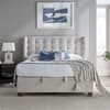 Brunton Stone Grey Fabric Winged Ottoman Bed