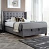 Brunton Dark Grey Velvet Winged Ottoman Bed