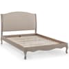 Camille Oatmeal Fabric and Oak Wooden Bed