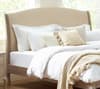 Camille Oatmeal Fabric and Oak Wooden Bed
