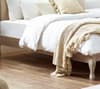 Camille Oatmeal Fabric and Oak Wooden Bed