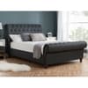 Castello Charcoal Fabric Scroll Sleigh Bed Frame  - 6ft Super King Size