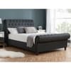 Castello Charcoal Fabric Scroll Sleigh Bed