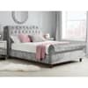 Castello Steel Fabric Scroll Sleigh Bed Frame - 6ft Super King Size
