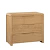 Curve Oak 3 Drawer Wooden Chest