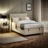 Celeste White and Grey Fabric Winged Ottoman Storage Bed