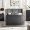 Clara Dark Grey Velvet Ottoman TV Bed - 4ft6 Double