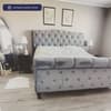 Colorado Grey Velvet Fabric Sleigh Bed