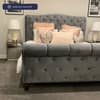 Colorado Grey Velvet Fabric Sleigh Bed