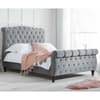 Colorado Grey Velvet Fabric Sleigh Bed