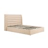 Colton Warm Beige Boucle Fabric Winged Ottoman Storage Bed - 5ft King Size