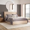 Colton Warm Beige Boucle Fabric Winged Ottoman Storage Bed - 5ft King Size