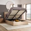 Colton Warm Beige Boucle Fabric Winged Ottoman Storage Bed - 5ft King Size