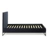 Cooper Navy Blue Velvet and Black Metal Bed