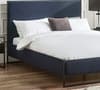 Cooper Navy Blue Velvet and Black Metal Bed